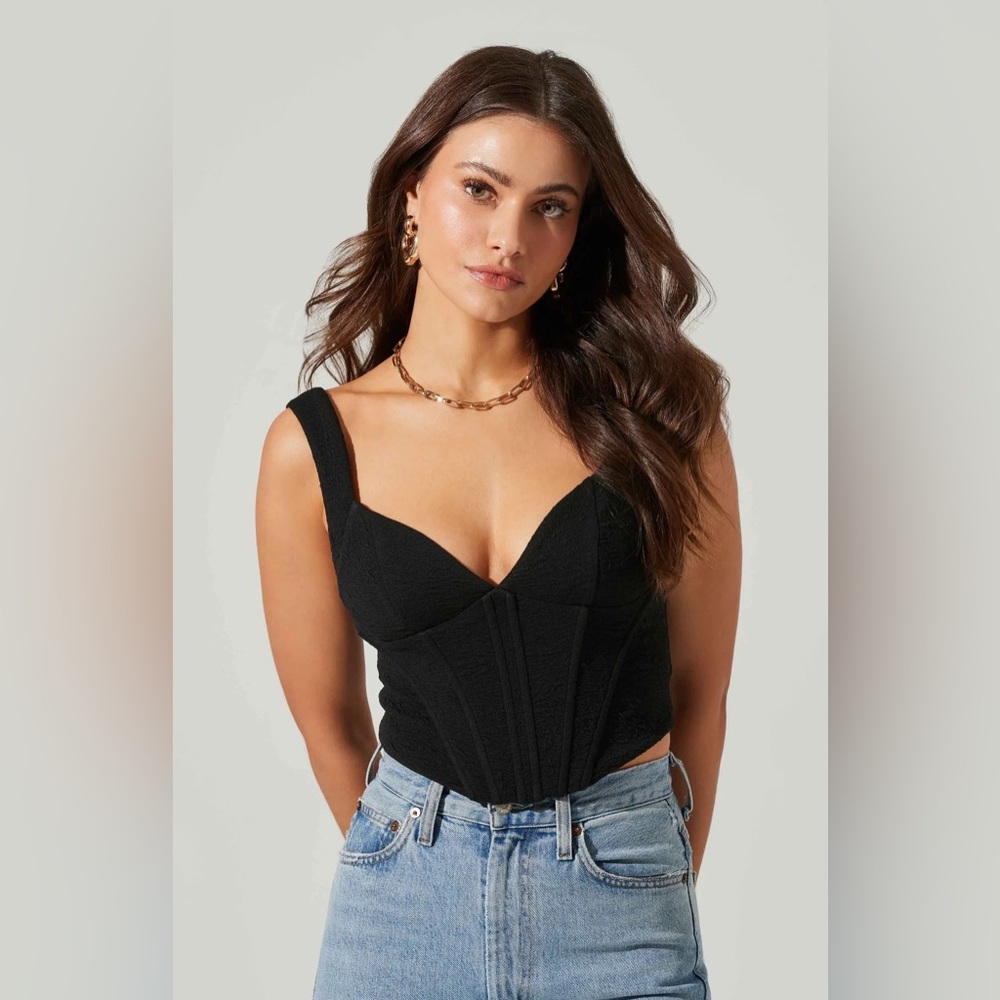 ASTR The Label Corset Tank Top Size Medium Black